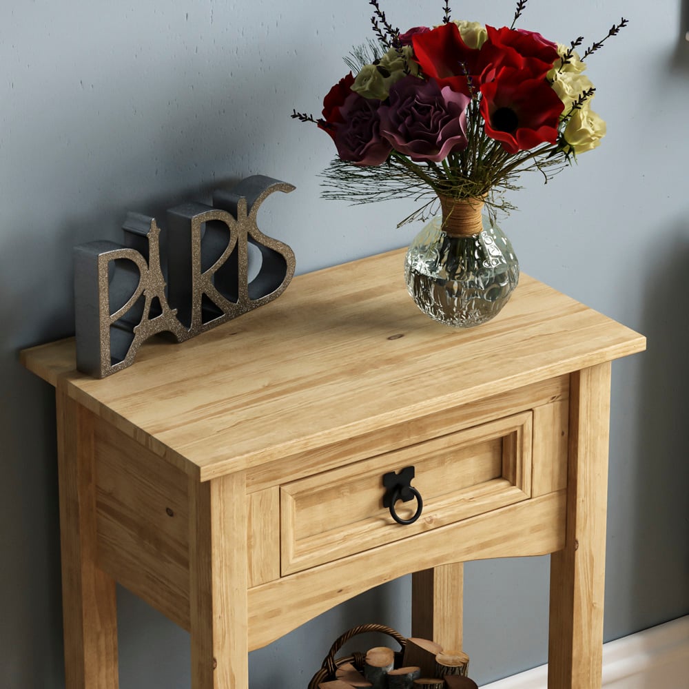 Vida Designs Corona Single Drawer Pine Console Table Image 3