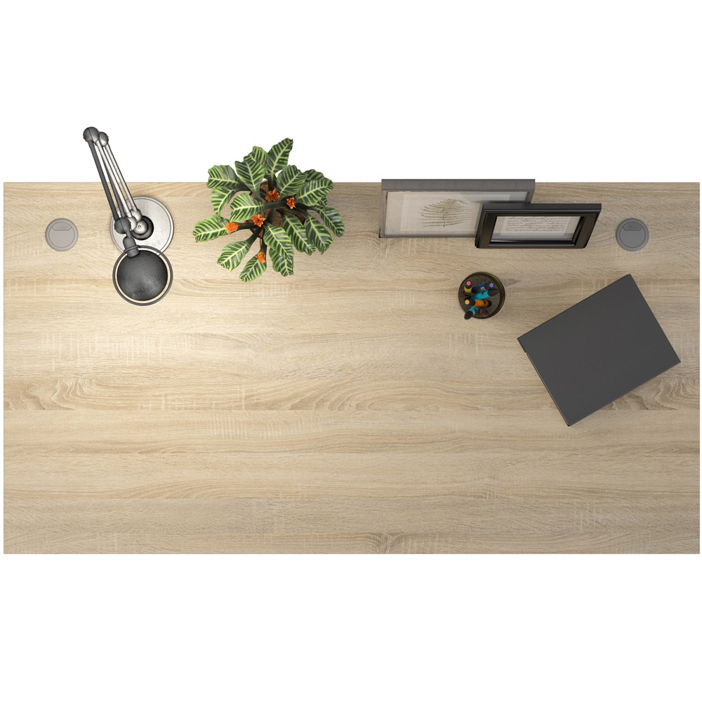Florence Electric Height Adjustable Desk Oak and Silver Grey Image 3