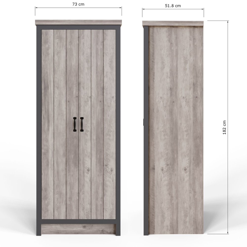 GFW Boston 2 Door Grey Wardrobe Image 8