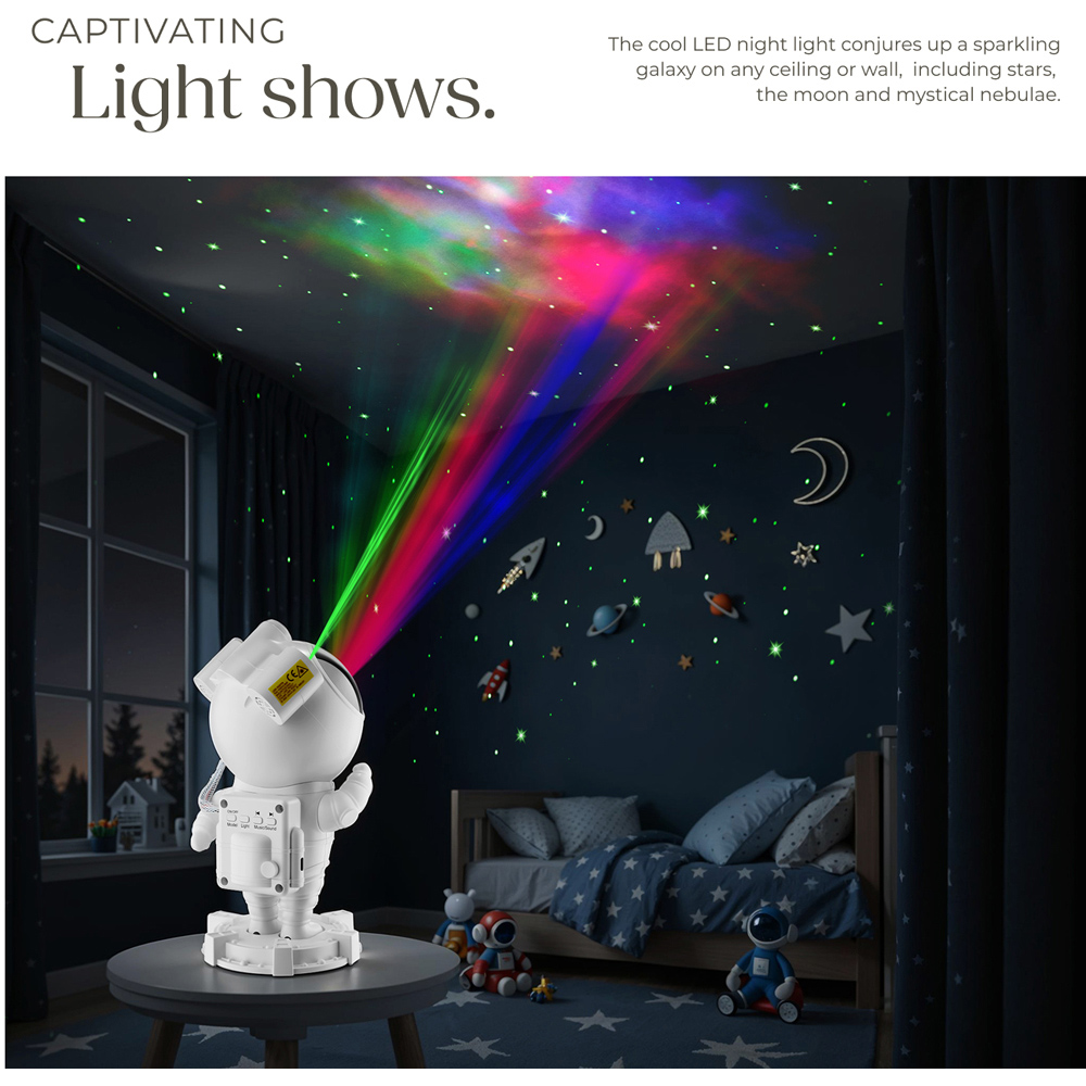 tectake White LED Starry Sky Projector Astronaut with Bluetooth and Remote Control Image 3