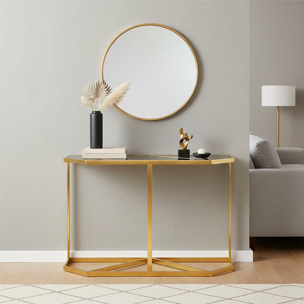Premier Housewares Black Tempered Glass Top Console Table Image 4