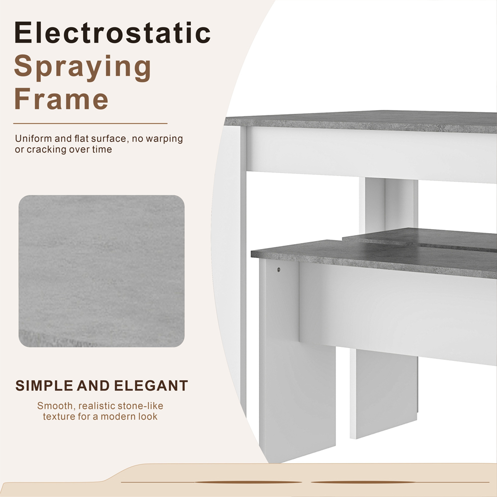 Abrihome 4 Seater Grey Dining Table Set Image 7