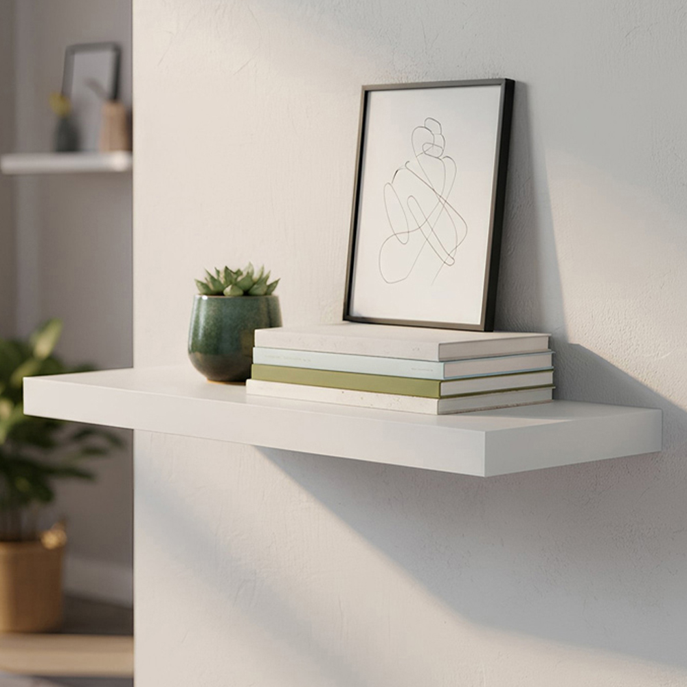 Harbour Housewares 60cm 3 Pack White Floating Wall Shelf Image 1