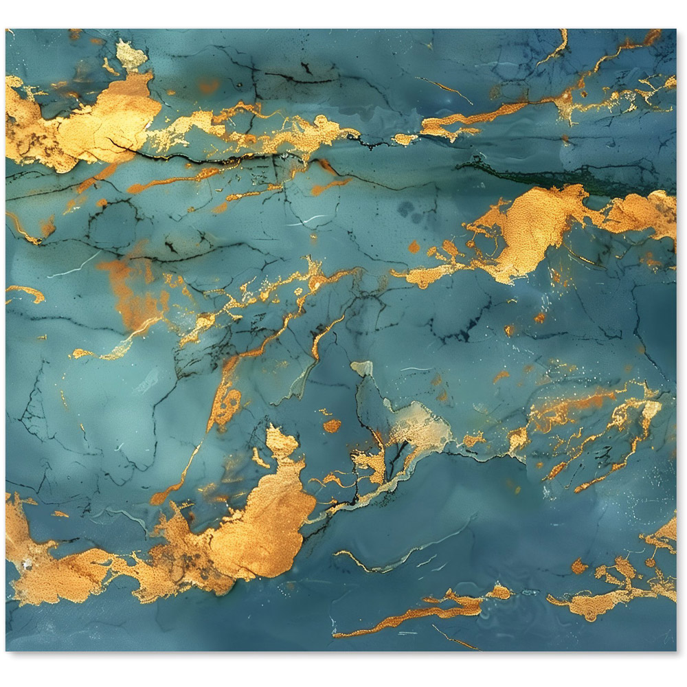 Warren Reed Designer Gold And Azure Marble Effect Glass Kitchen Splashback 65 x 70cm Image 2