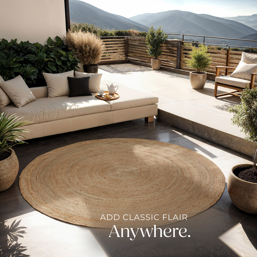 tectake Glim Jute Round Rug 200 x 200 x 0.5cm Image 4
