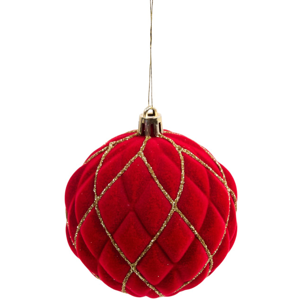 Pack of 4 Flocked Glitter Baubles Image 4