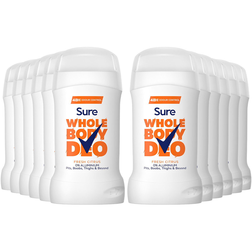 Sure Women Aluminium Free Whole Body Fresh Citrus Deodorant Stick 50ml 12 Pack Image 1