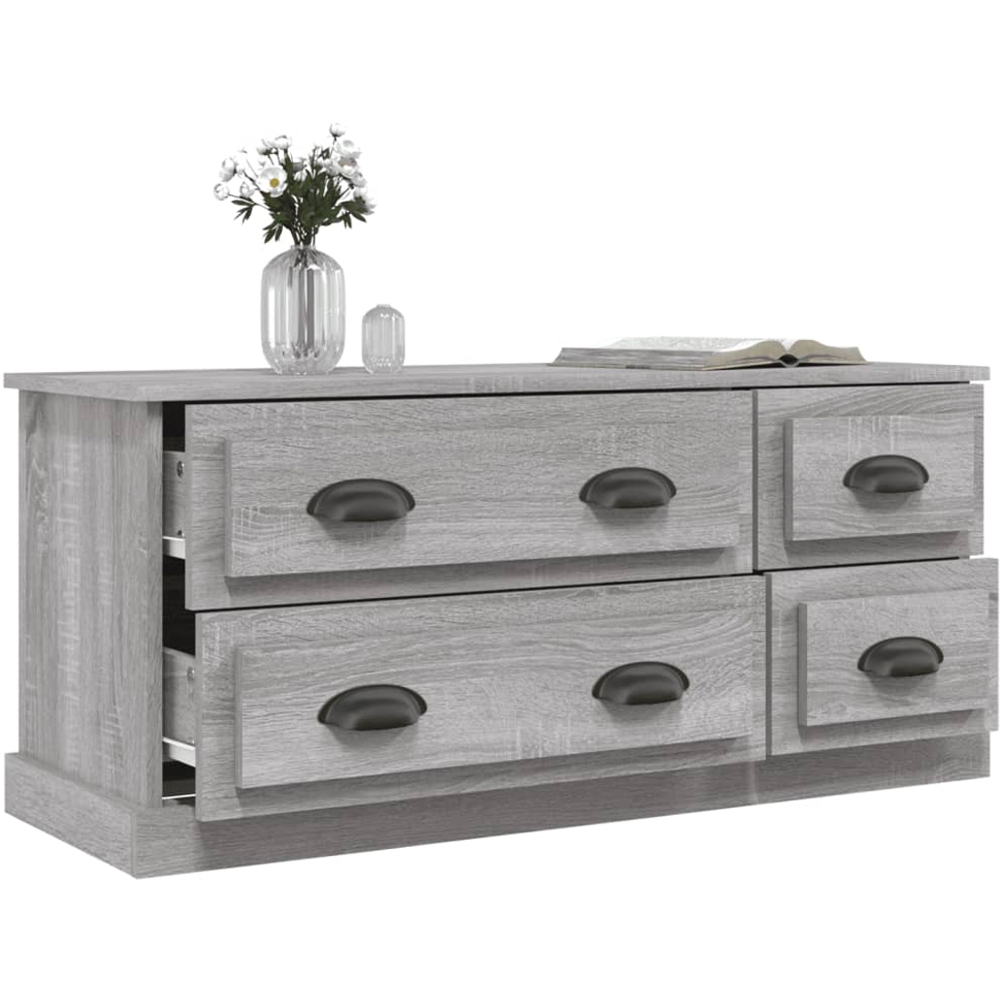 vidaXL 4 Drawer Grey Sonoma TV Cabinet Image 4