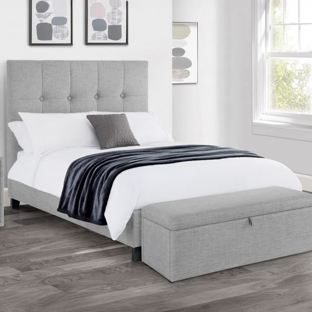 Julian Bowen Sorrento Super King Size Light Grey Linen Bed Frame Image 1
