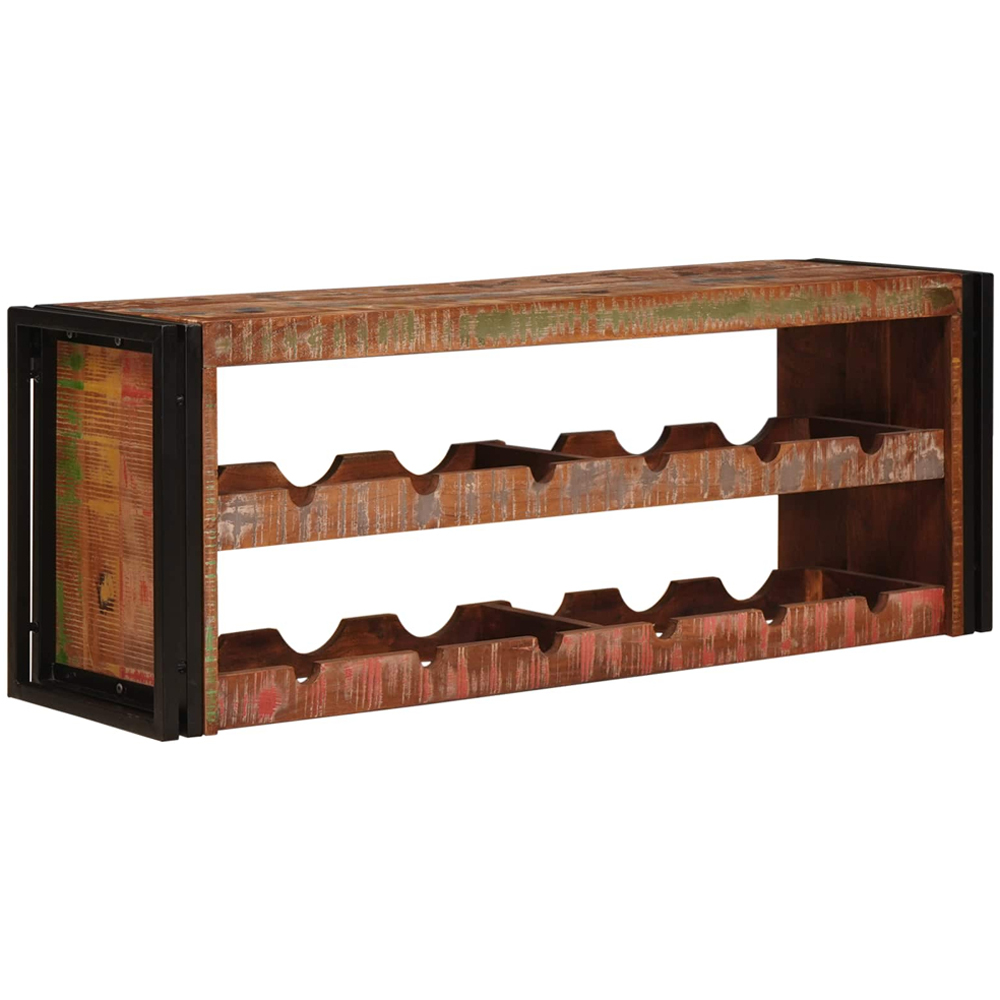 vidaXL 12 Bottle Brown Solid Reclaimed Wood Wall Mounted Wine Rack Image 3