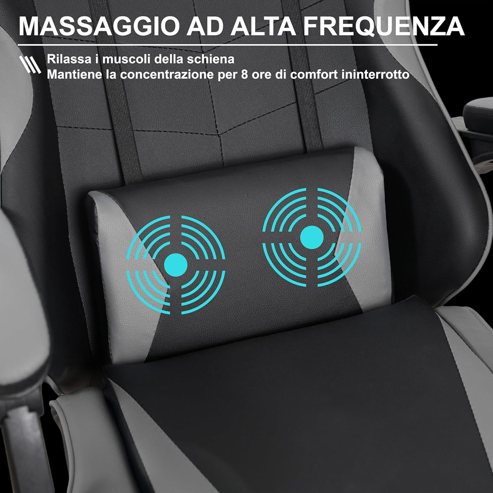 Alivio Black and Grey Ergonomic Swivel Gaming Chair with Footrest and Lumbar Support Image 5