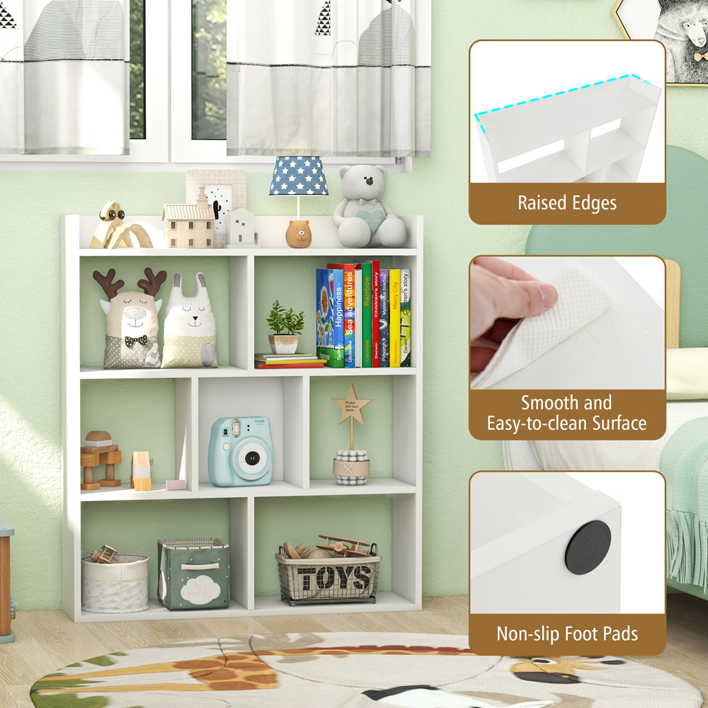 Costway 7 Cube White Open Back Bookshelf Image 7