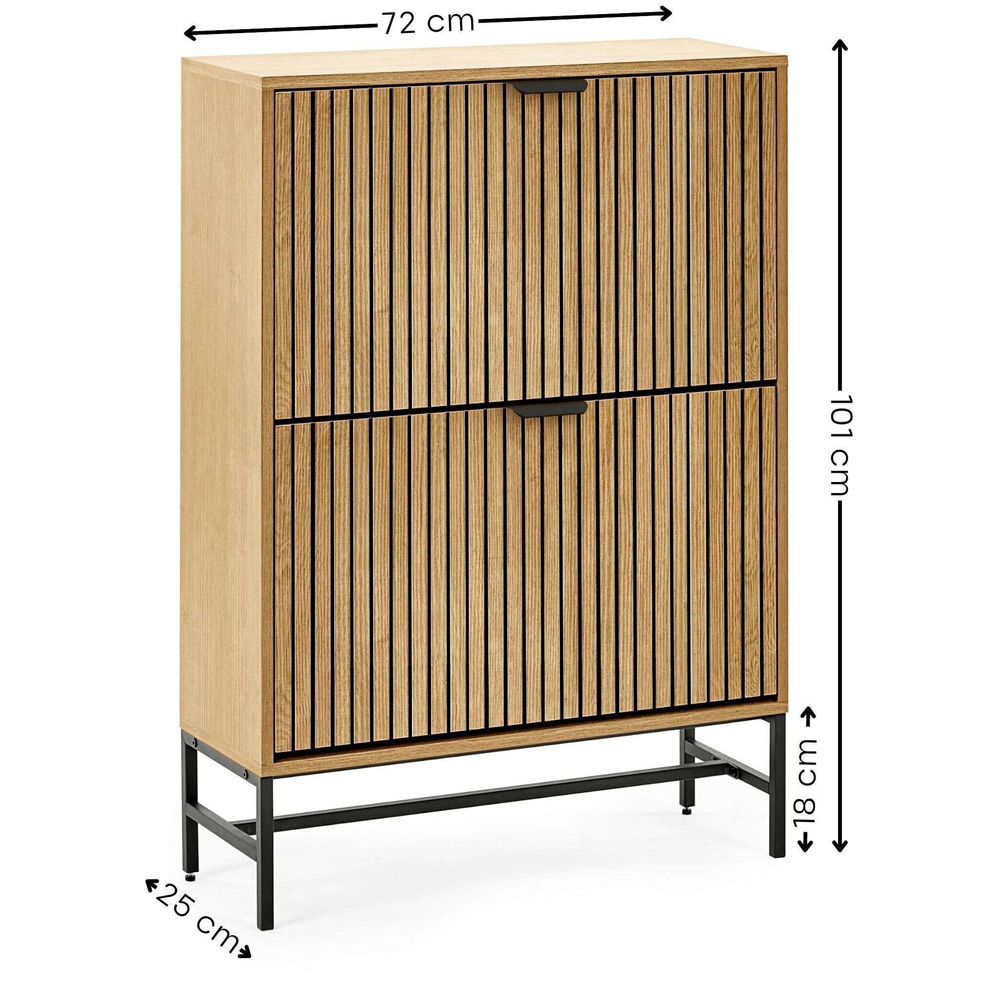 Julian Bowen Sia 2 Flip Down Door Oak Effect Shoe Storage Cabinet Image 9