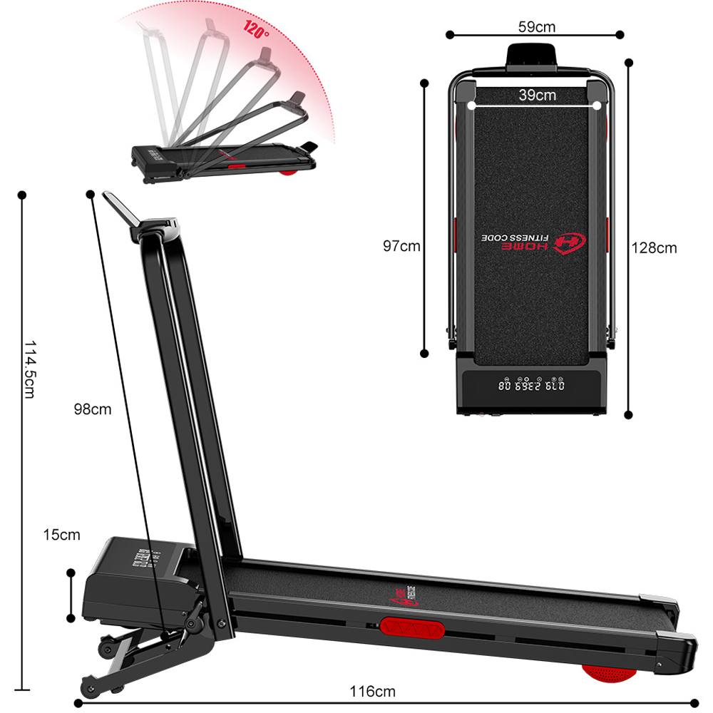 Rattrix Y3 Black Auto Incline Foldable Treadmill Image 8