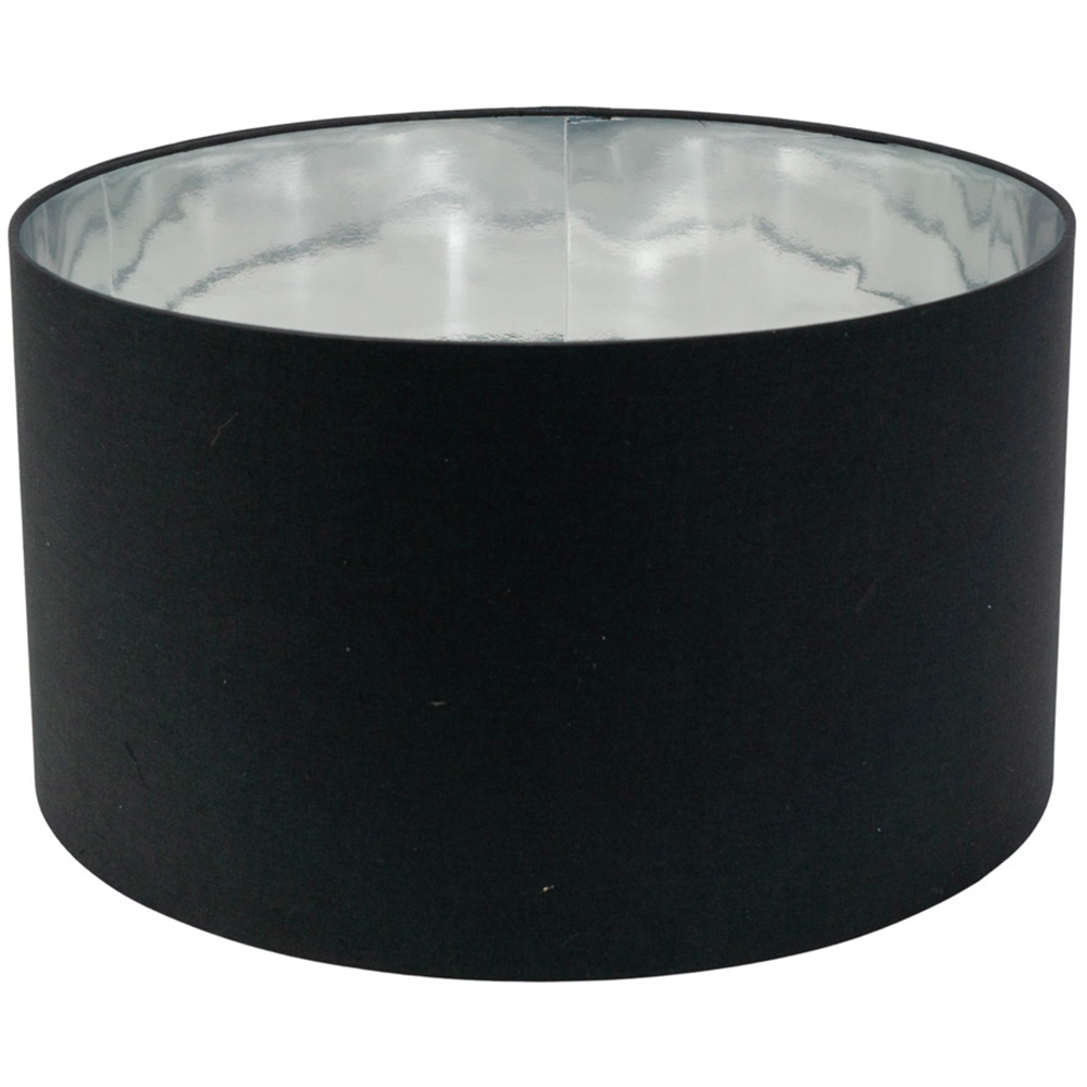 ValueLight Reni Large Black Fabric Metallic Chrome Silver Inner Pendant Ceiling Lamp Shade Image 1