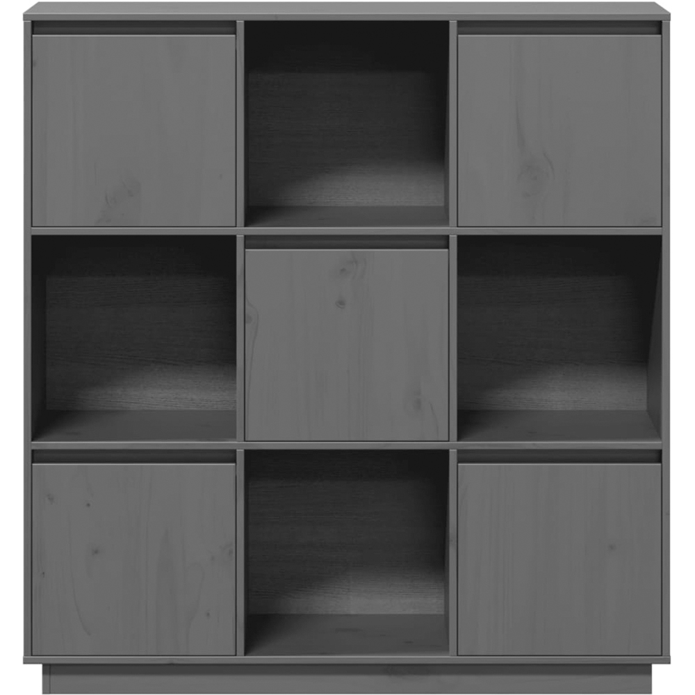 vidaXL 5 Door 4 Open Shelf Grey Solid Wood Pine Highboard Image 6