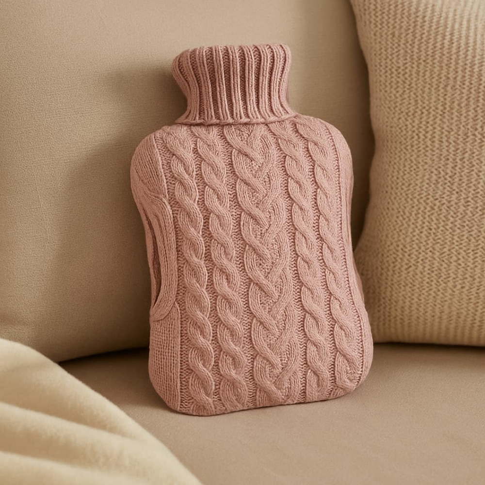 Marco Paul Knitted Cover Pockets Bed Warmer Hot Water Bottle 2L Image 2