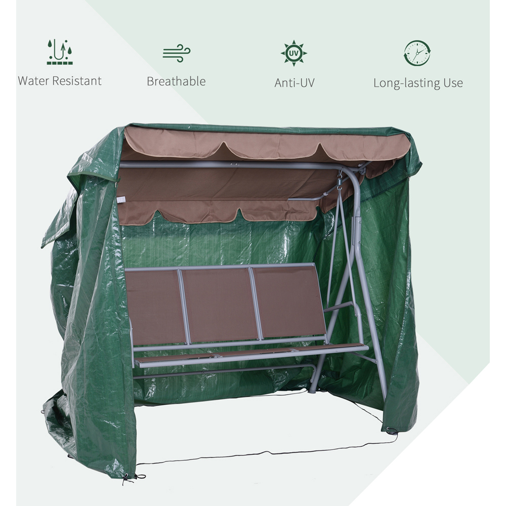 Outsunny Green 3 Seater Swing Bench Cover 150 x 155 x 215cm Image 5