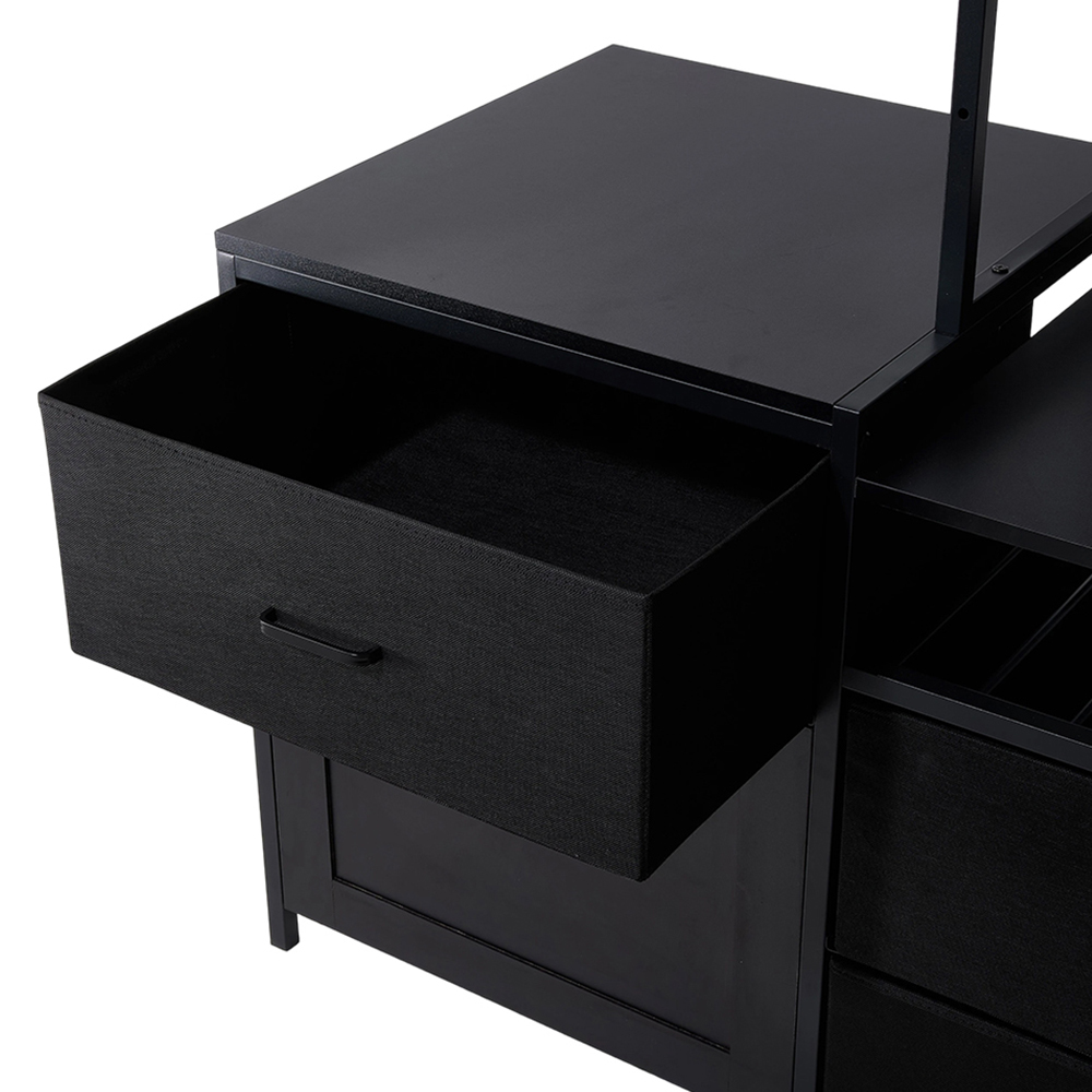Living and Home 4 Drawer Black Mini Fridge Stand Kitchen Organiser with Wine Rack and Power Socket Image 5
