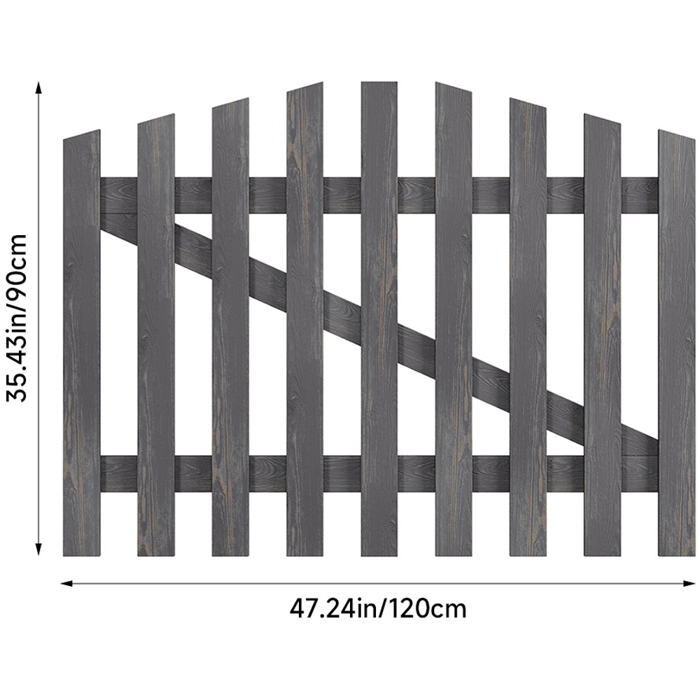 Outdoor Minimalist Grey Wooden Fence Gate, 90 x 120 x 2.5cm Image 8