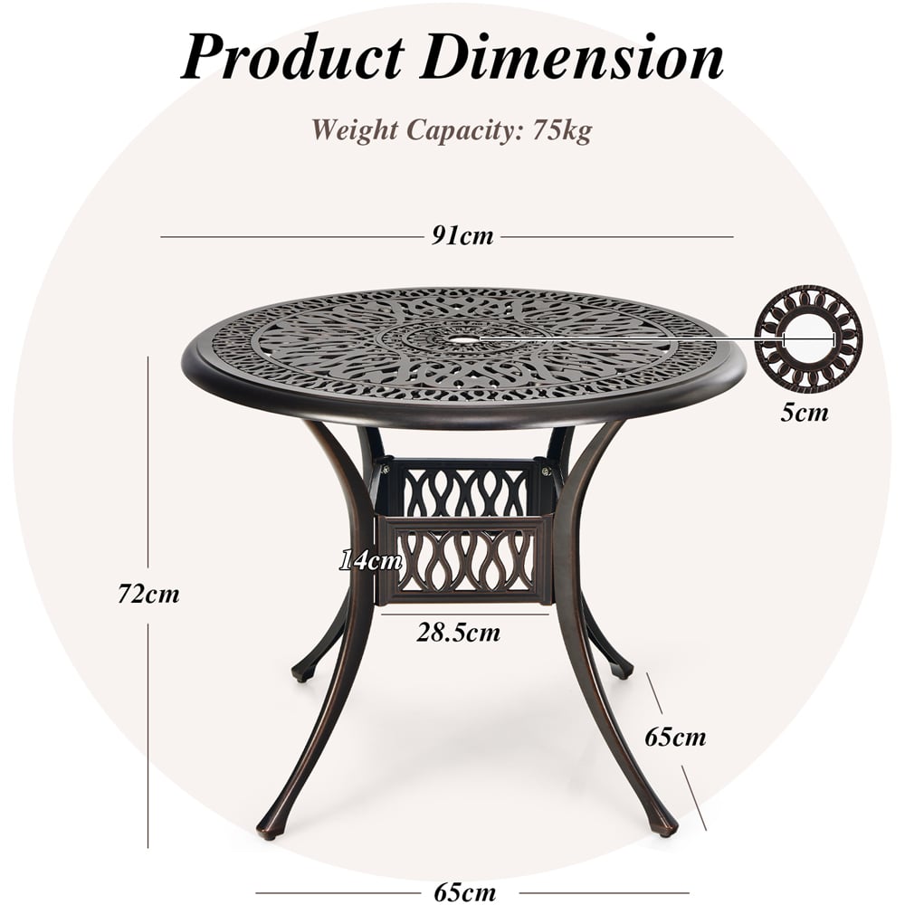 Costway Copper Round Outdoor Dining Table Image 9