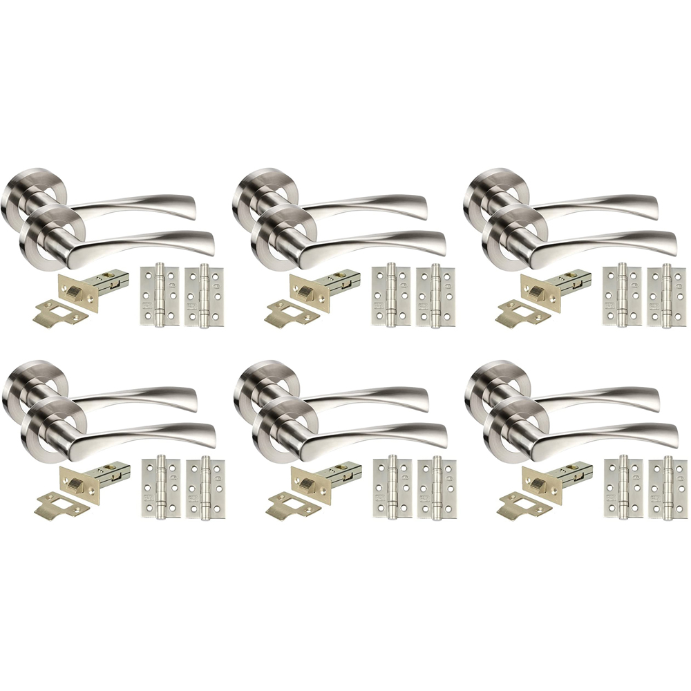 Golden Grace Duo Chrome Twist Astrid Door Handle Set 6 Pack Image 1