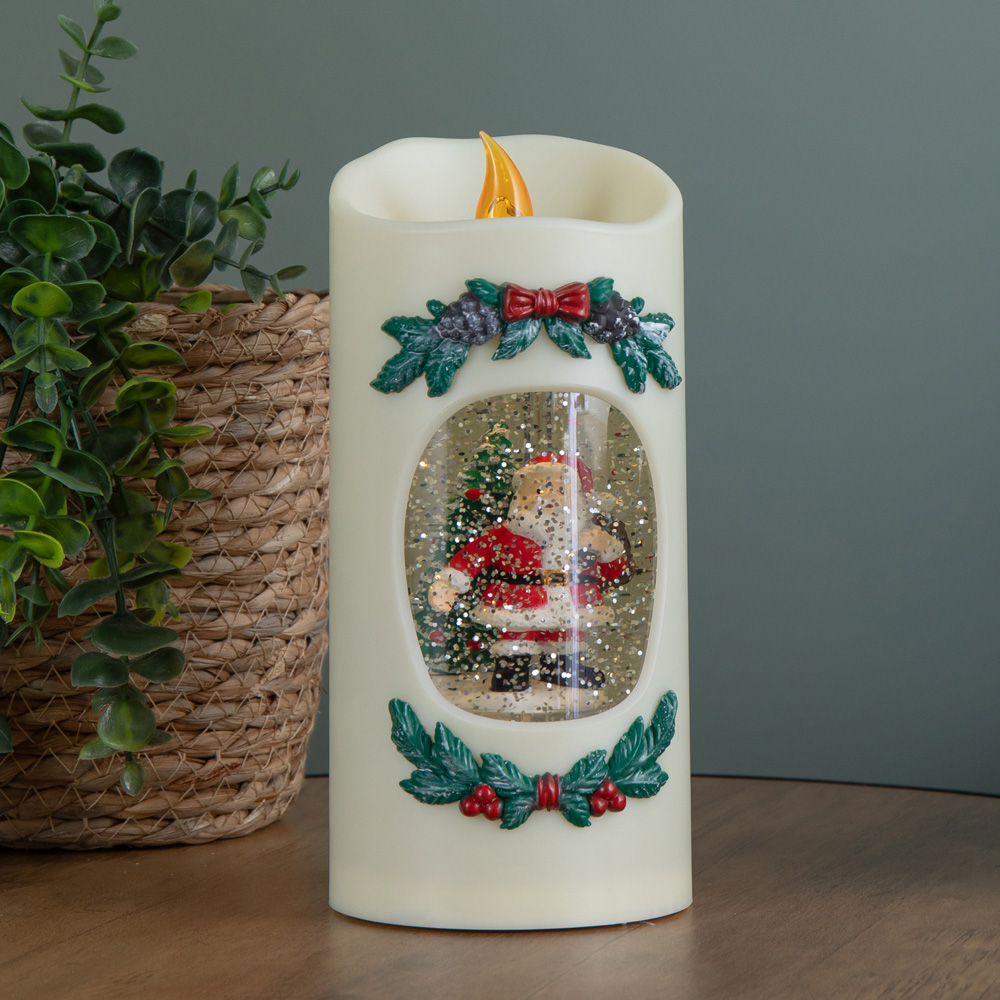 Samuel Alexander Dual Powered Santa Christmas Pillar Candle 20cm Image 7