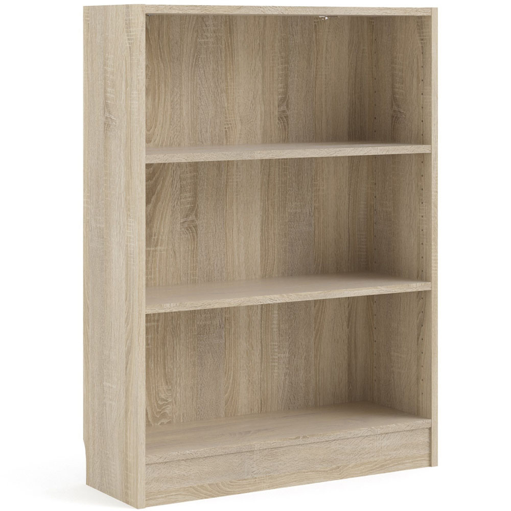 Florence Basic 2 Shelf Oak Wide Low Bookcase Image 2