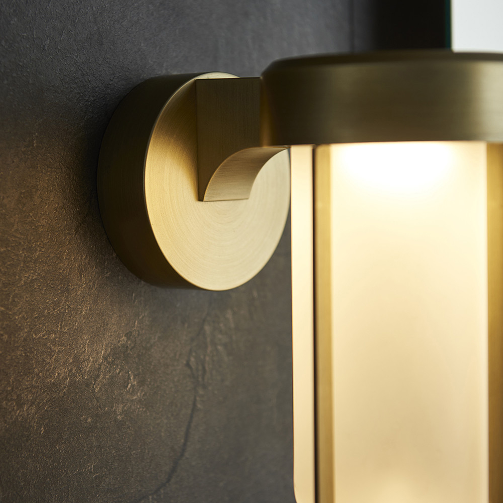 Merano Bevento Brushed Gold LED Frosted Glass Outdoor Wall Lamp Image 5