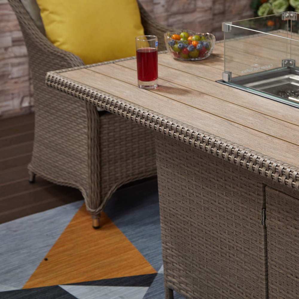 Furniture One 6 Seater Rattan Rectangular Fire Pit Table Image 5