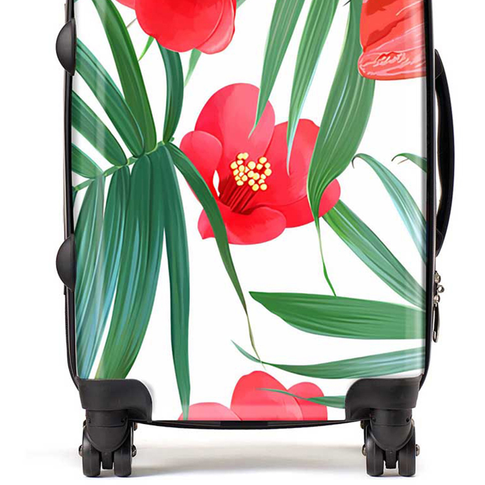 Warren Reed Designer Cabin Tropical Flowers and Palm Leaves Hawaiian Suitcase Image 2