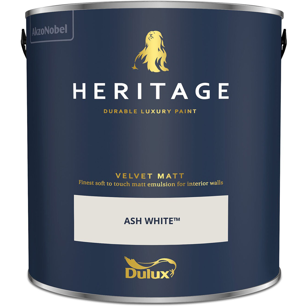 Dulux Heritage Walls and Ceilings Ash White Velvet Matt Emulsion Paint 2.5L Image 2