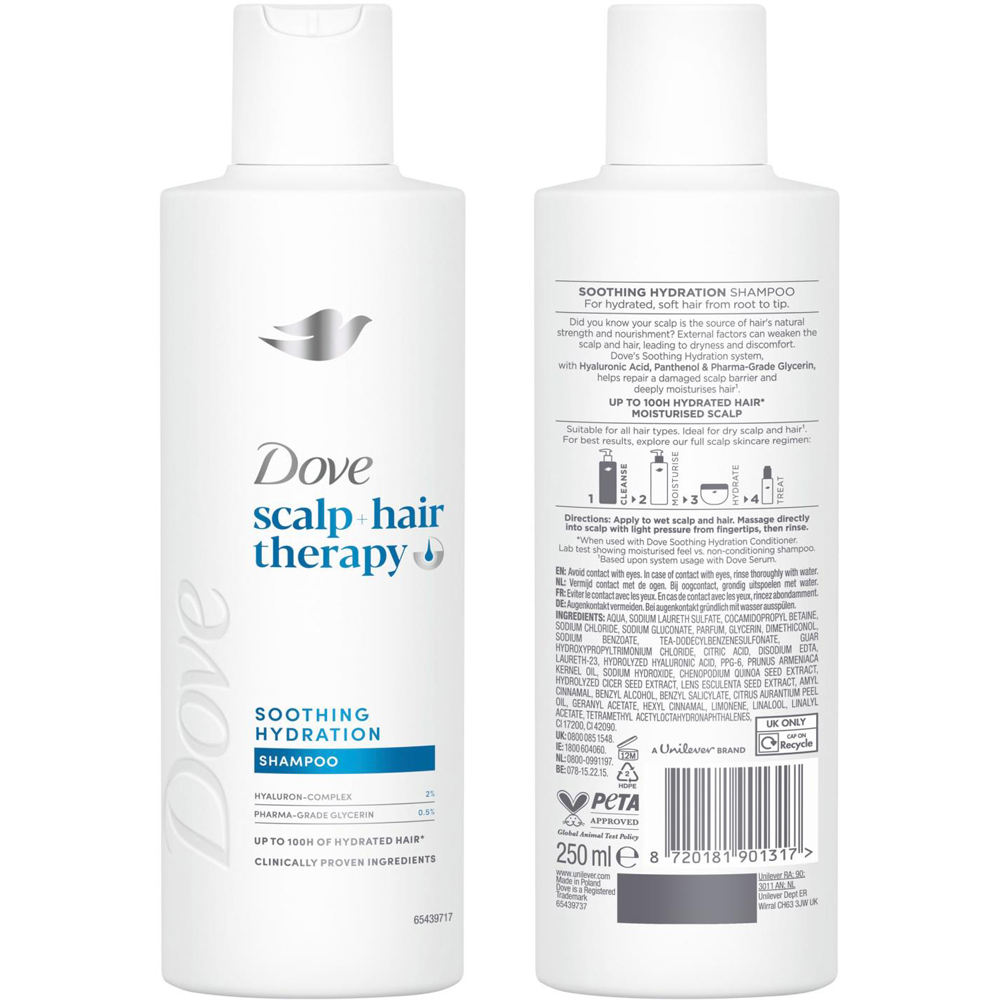 Dove Scalp+Hair Therapy Soothing Hydration Shampoo and Conditioner Duo 250ml 6 Pack Image 5