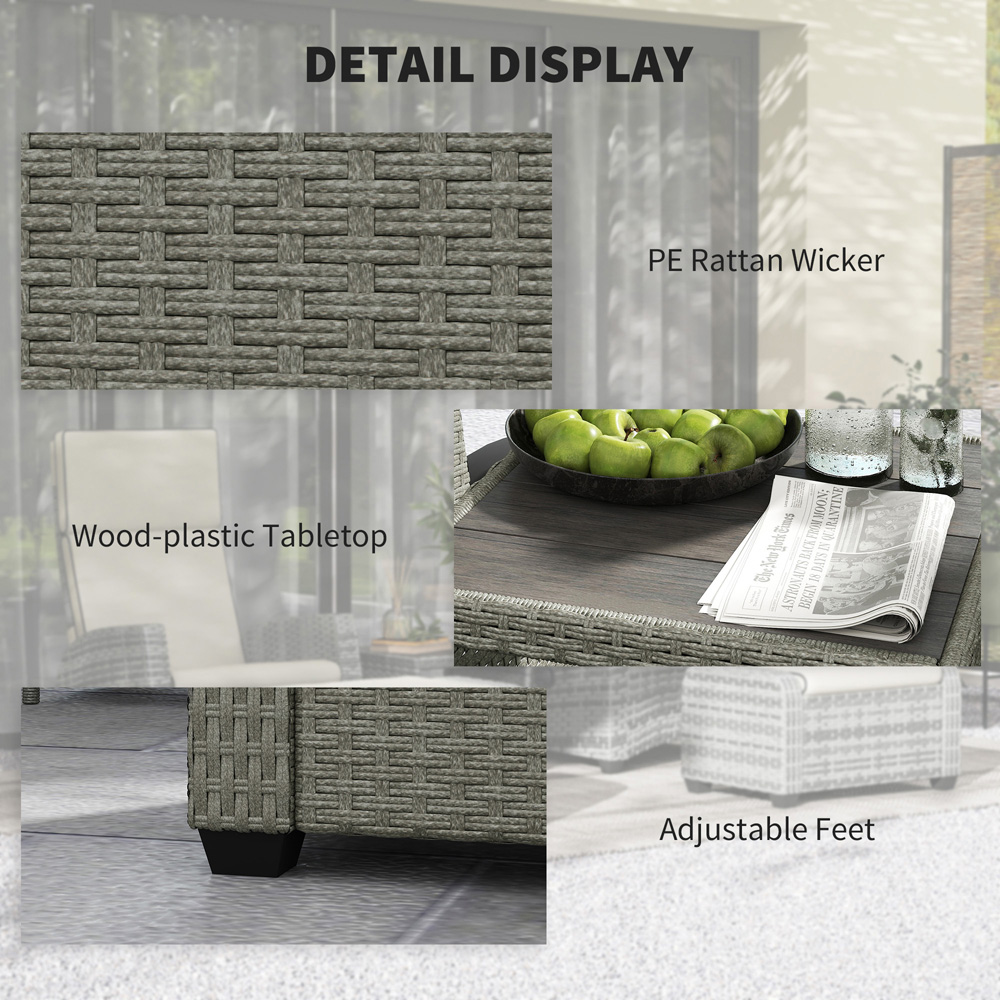 Outsunny 2 Seater Grey Rattan Garden Furniture Set Image 7