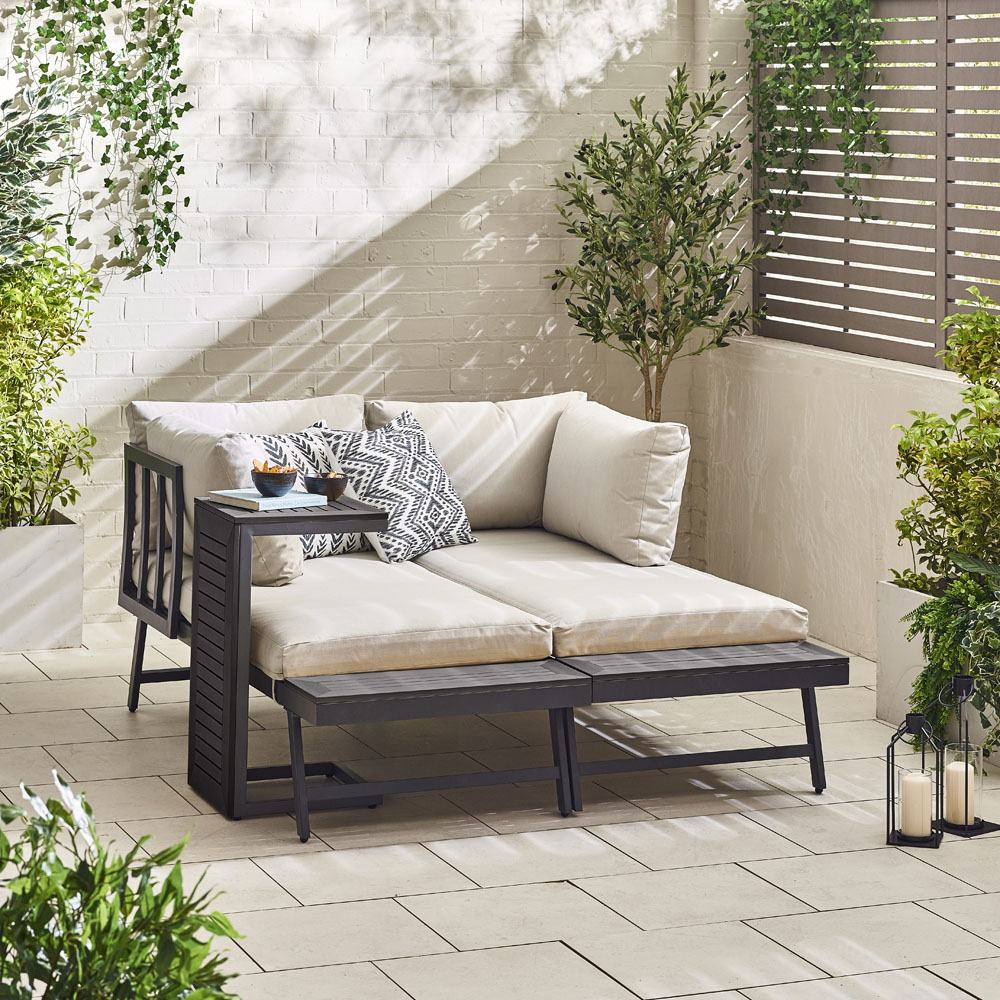 Furniturebox Cancun Grey Metal 2 Seater Outdoor Lounge Set Image 8
