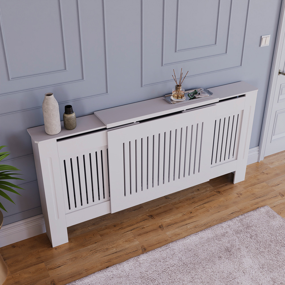 Vida Designs Chelsea White Radiator Cover Adjustable Image 4