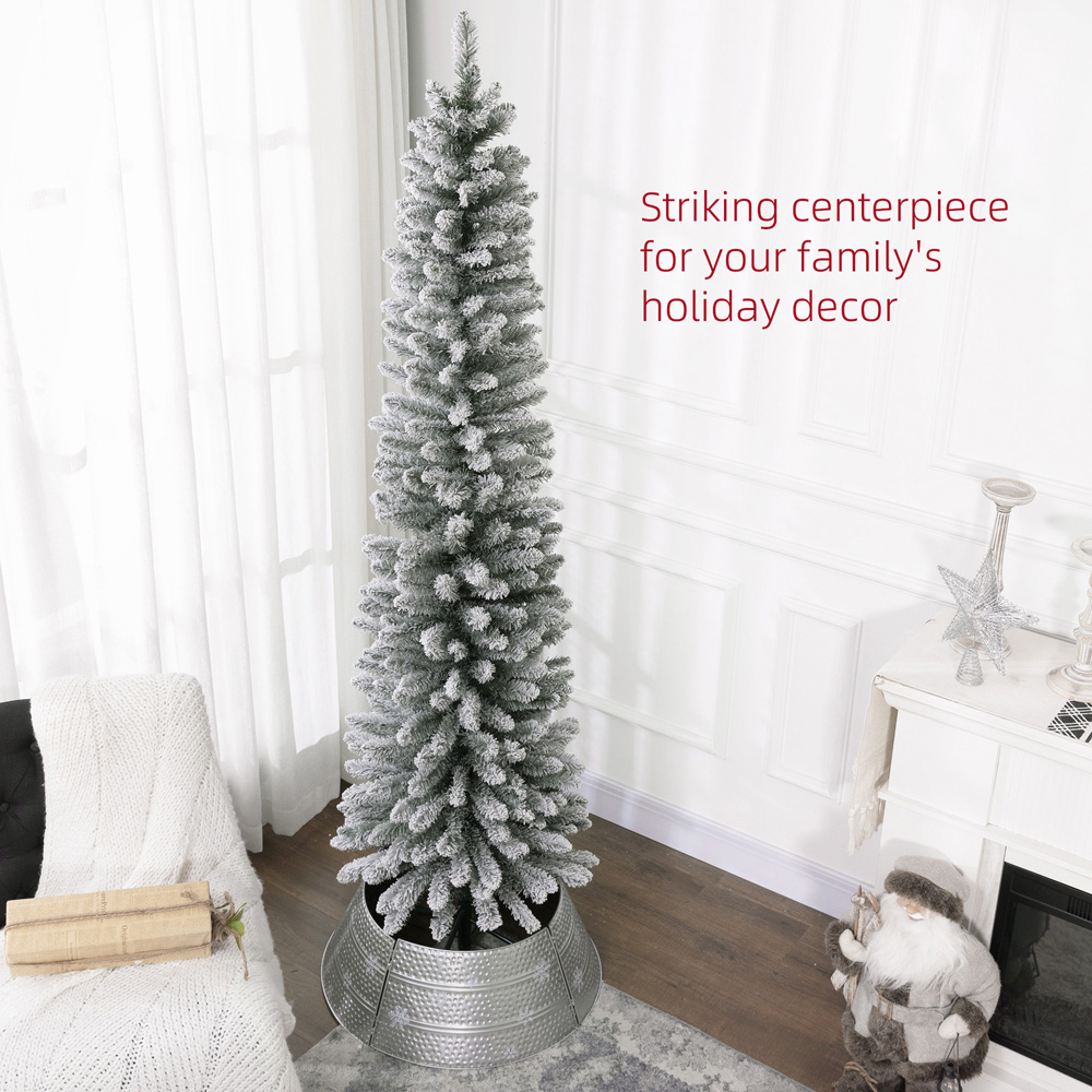 Everglow Snow Flocked Pencil Artificial Christmas Tree 7ft Image 4