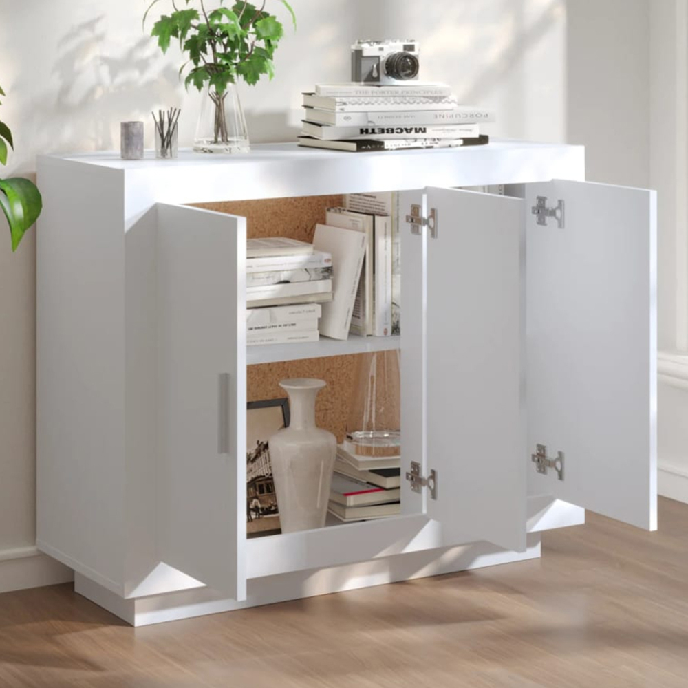 vidaXL 3 Door White Sideboard Image 1