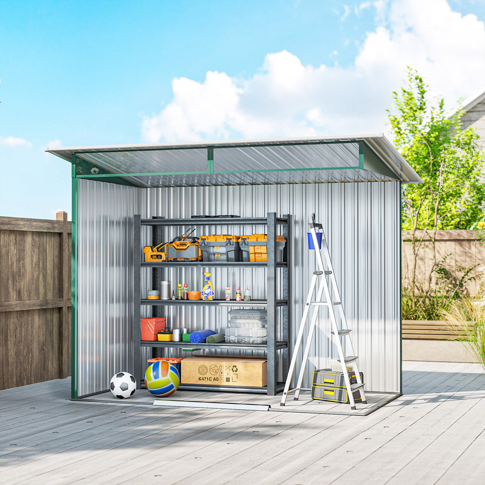 Outsunny 8.5 x 4.4ft Green Metal Pent Garden Shed Image 3