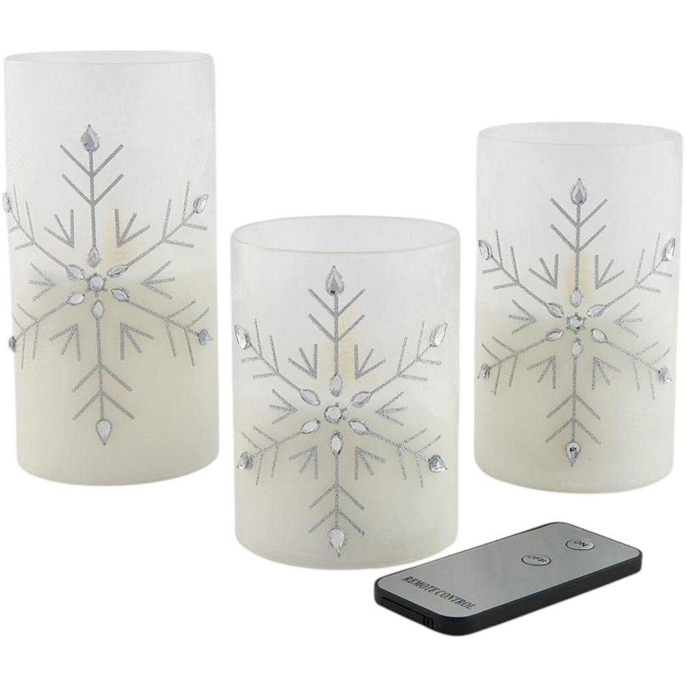 Snowflake LED Candles Set White Image 5
