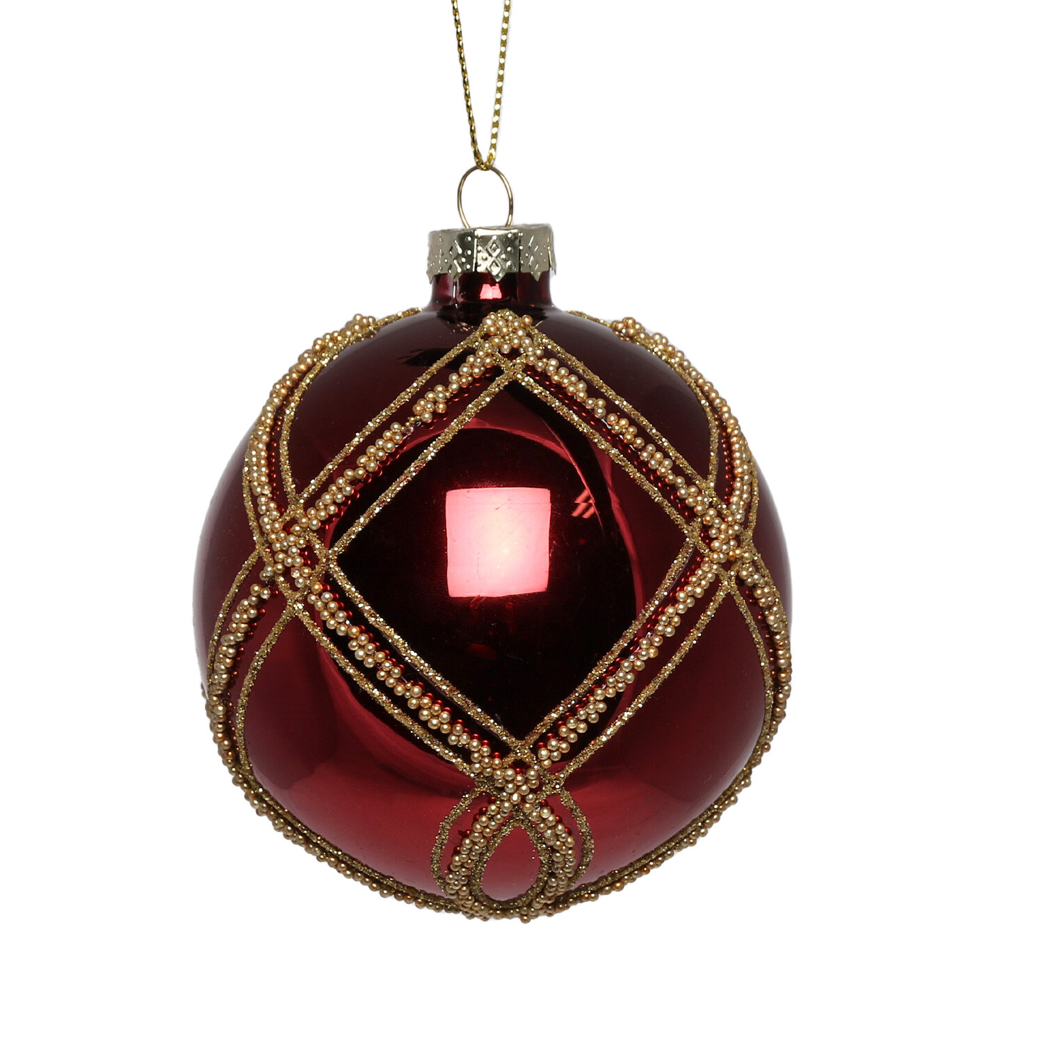 Single Grace & Glory Burgundy Shiny Glitter Bauble in Assorted styles Image 2