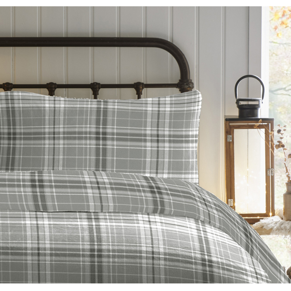 Hampshire Check Duvet Set Grey Single Image 2
