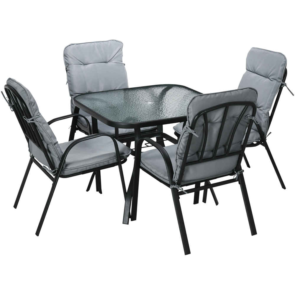 Outsunny 4 Seater Black and Grey Garden Dining Set Image 2
