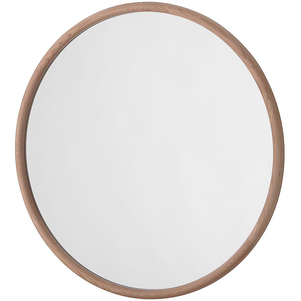 Yearn Natural Solid Oak Round Wooden Wall Mirror 60cm Image 1