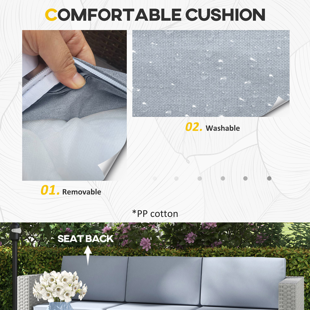 Outsunny 4 Seater Grey Rattan Sofa Lounge Set Image 6