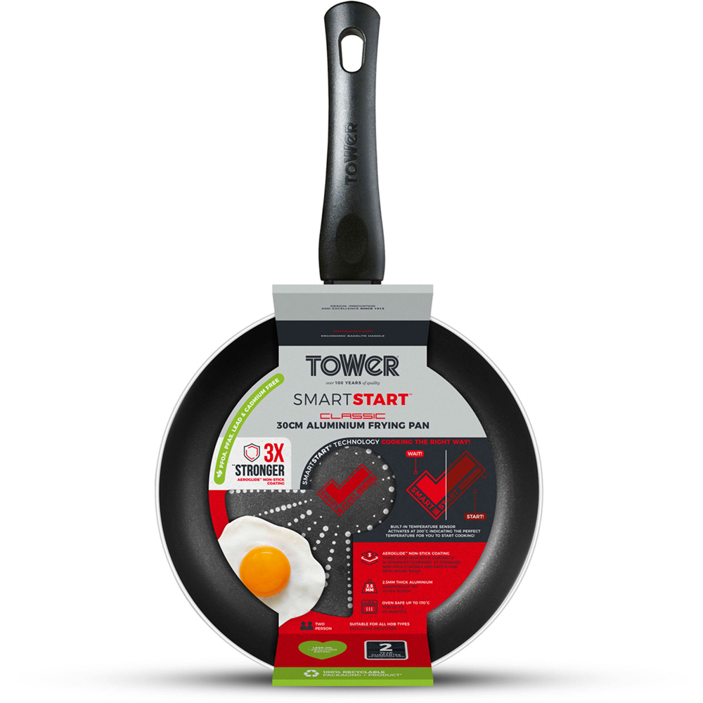 Tower Smart Start 30cm Black Aluminium Non-Stick Classic Frying Pan Image 8