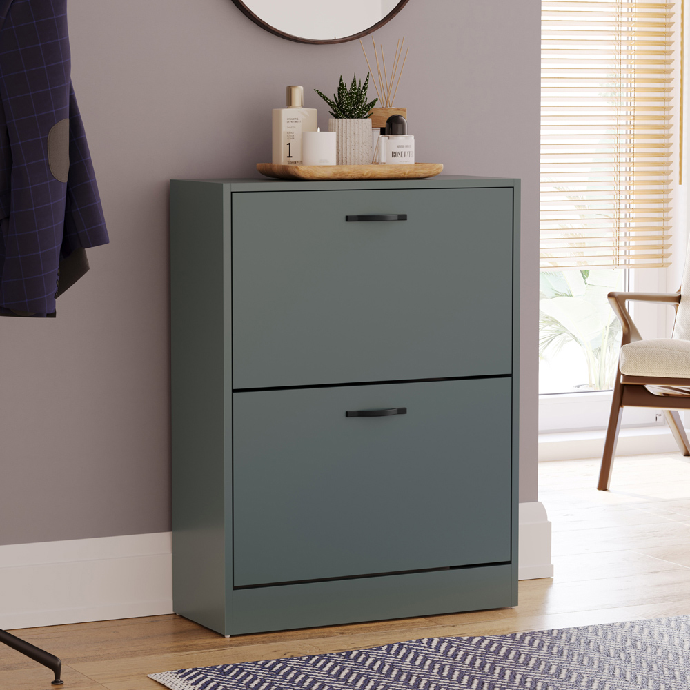 VIDA DESIGNS 2 Drawer Green Shoe Cabinet Image 4