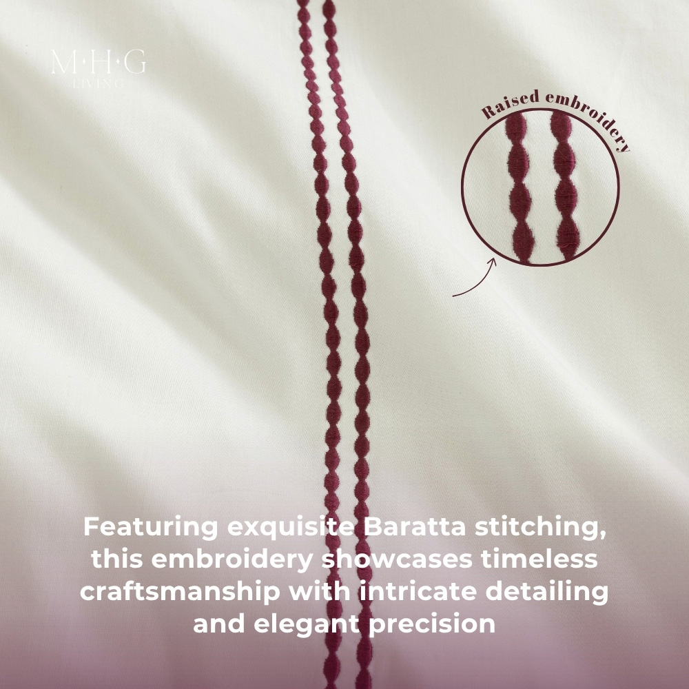 MHG Living King Size Kensington Burgundy 200 Thread Count Duvet Cover Set Image 6