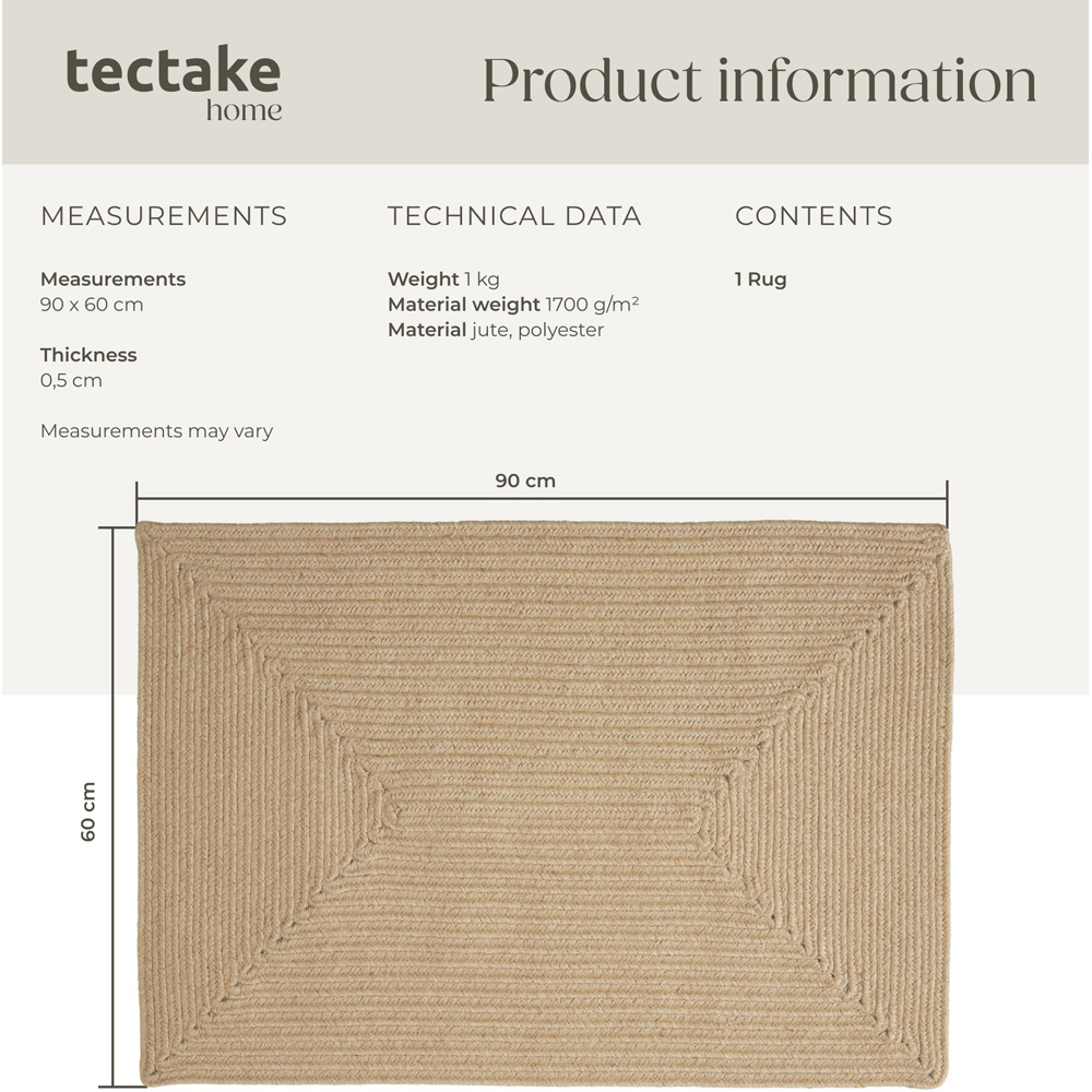 tectake Easy Care Woven Rug 90 x 60 x 0.5cm Image 8