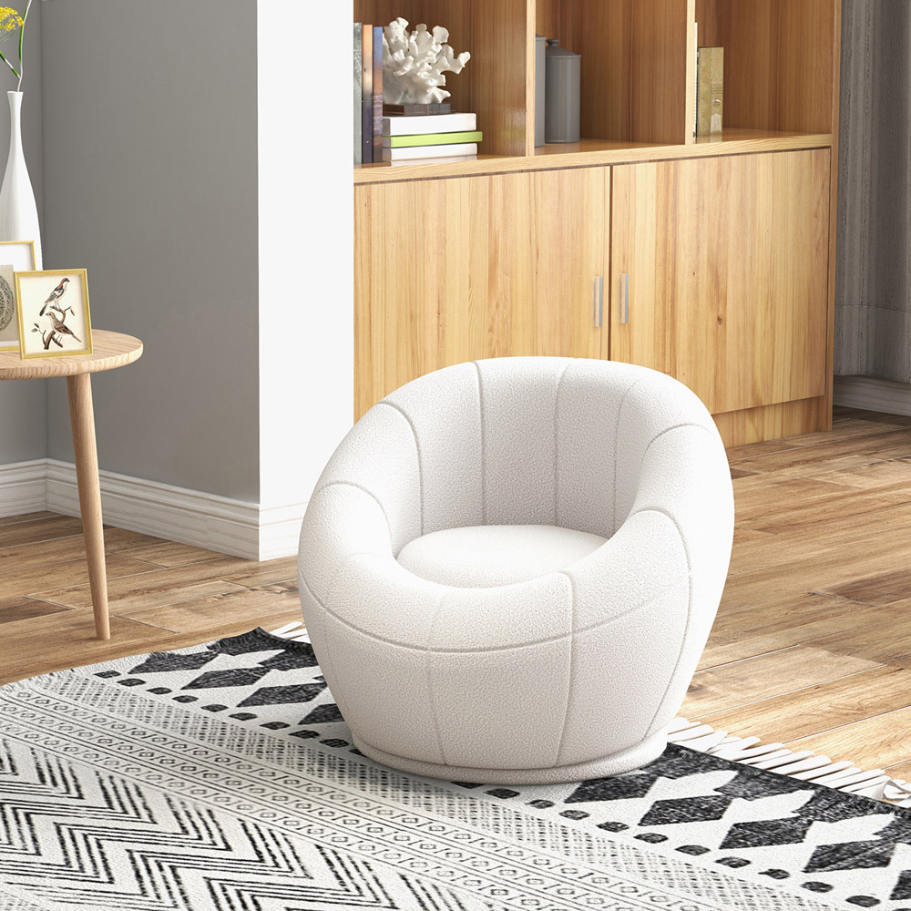 HOMCOM Upholstered Swivel Barrel Accent Chair Image 3